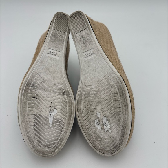TOMS Black Woven Wedges with Tan Espadrille - Picture 11 of 12